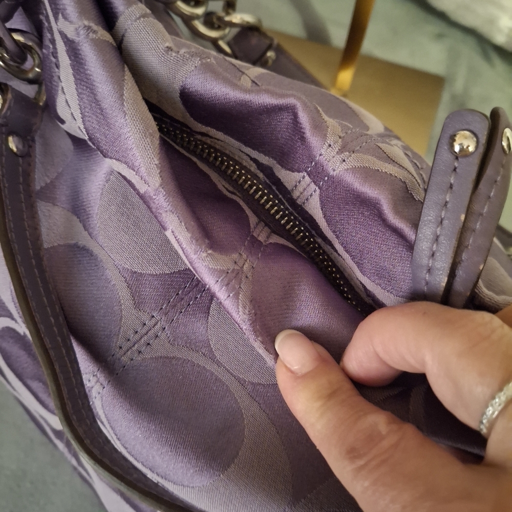 Coach Purple Shoulder Bag with Signature Monogram - Picture 7 of 14